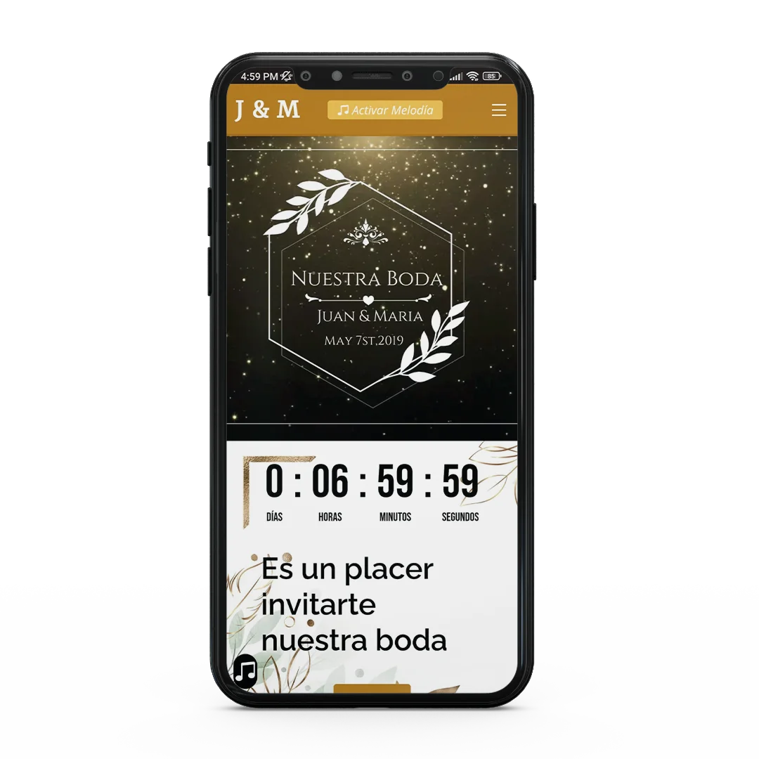 Ejemplo de invitación digital en celular
