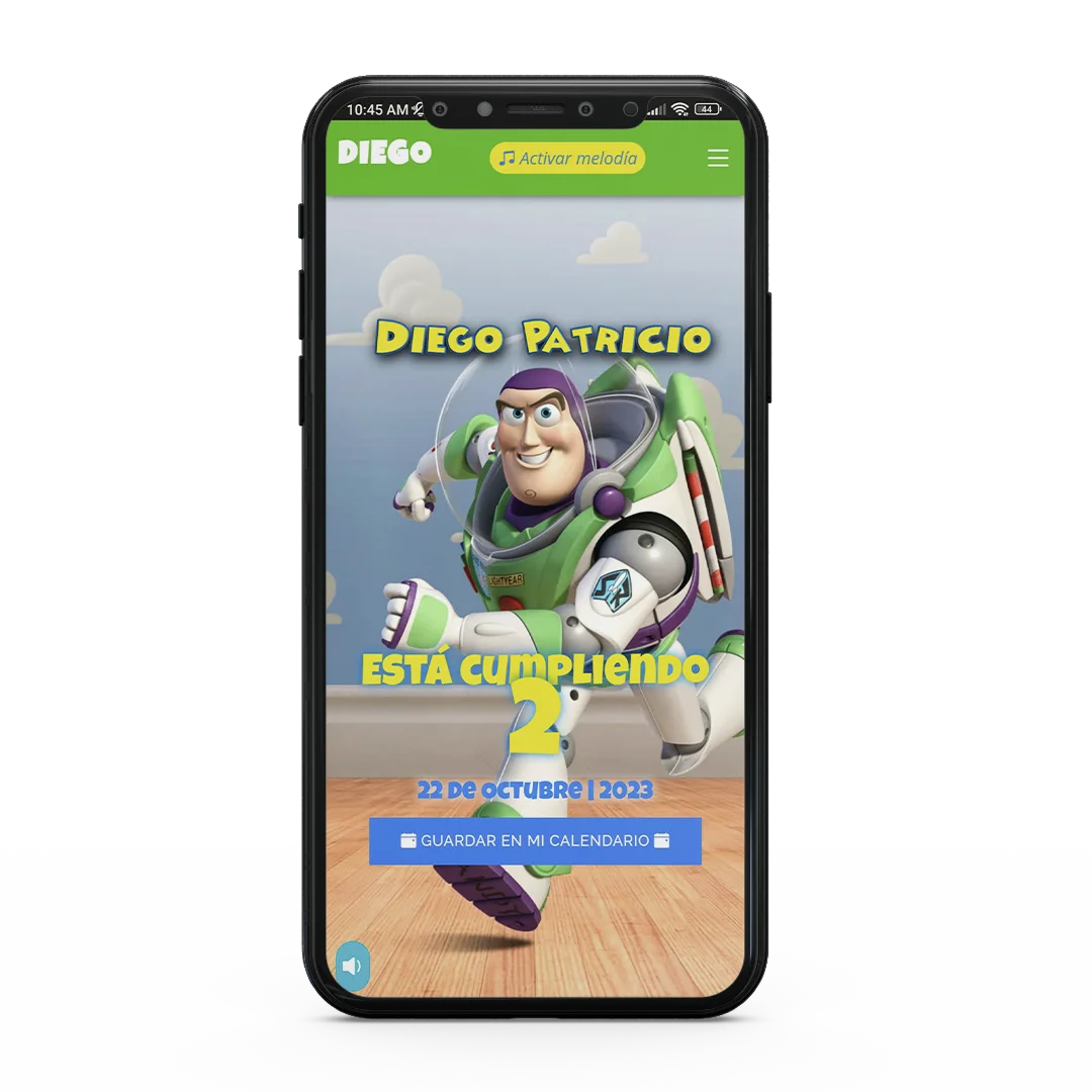 Ejemplo de invitación digital en celular