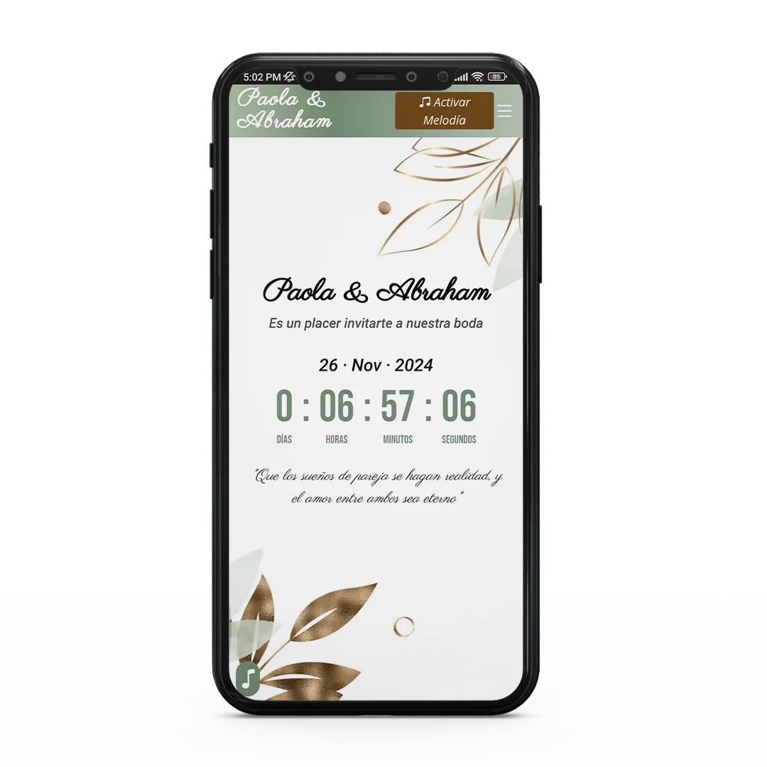 Ejemplo de invitación digital en celular