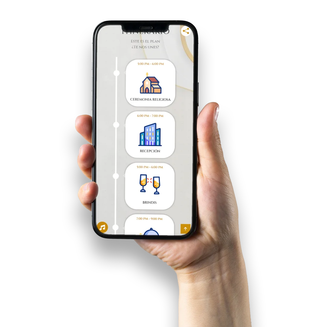 Mano sosteniendo un celular con itinerario